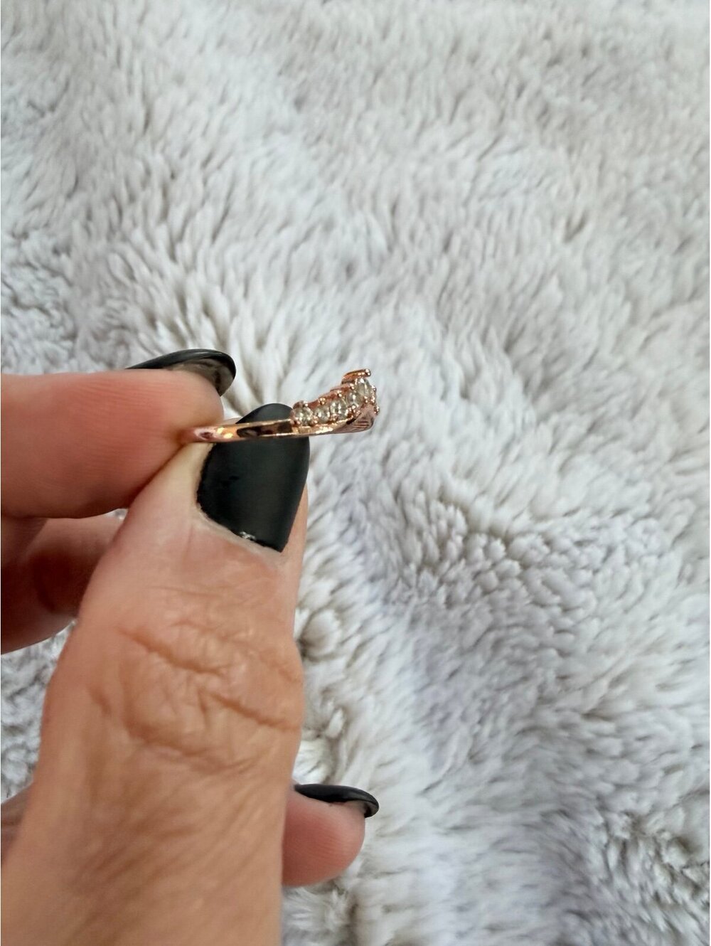 Fragrant Jewels Rose Gold Crown Tiara Stacking Ring Size 5 - Picture 5 of 5